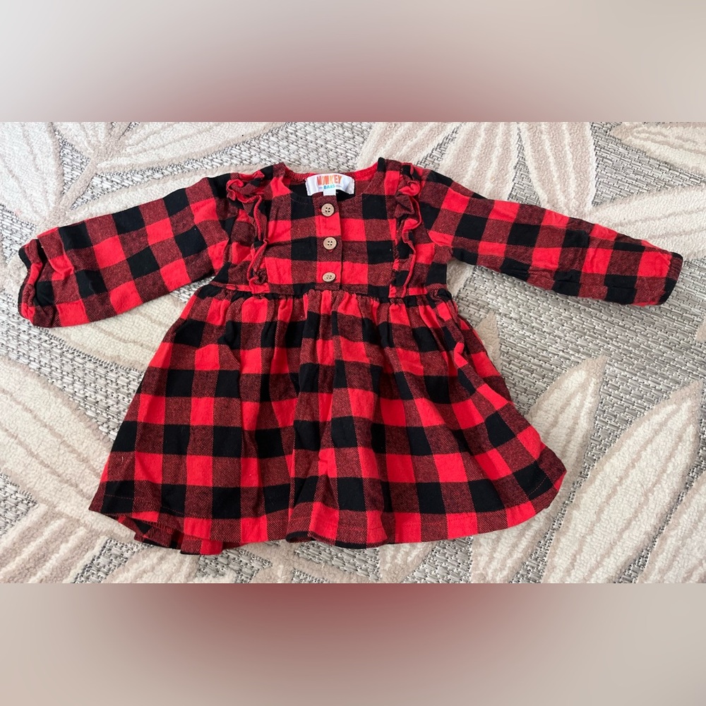 ⭐️ 5/$25 ⭐️ Plaid Red and Black Dress 18M